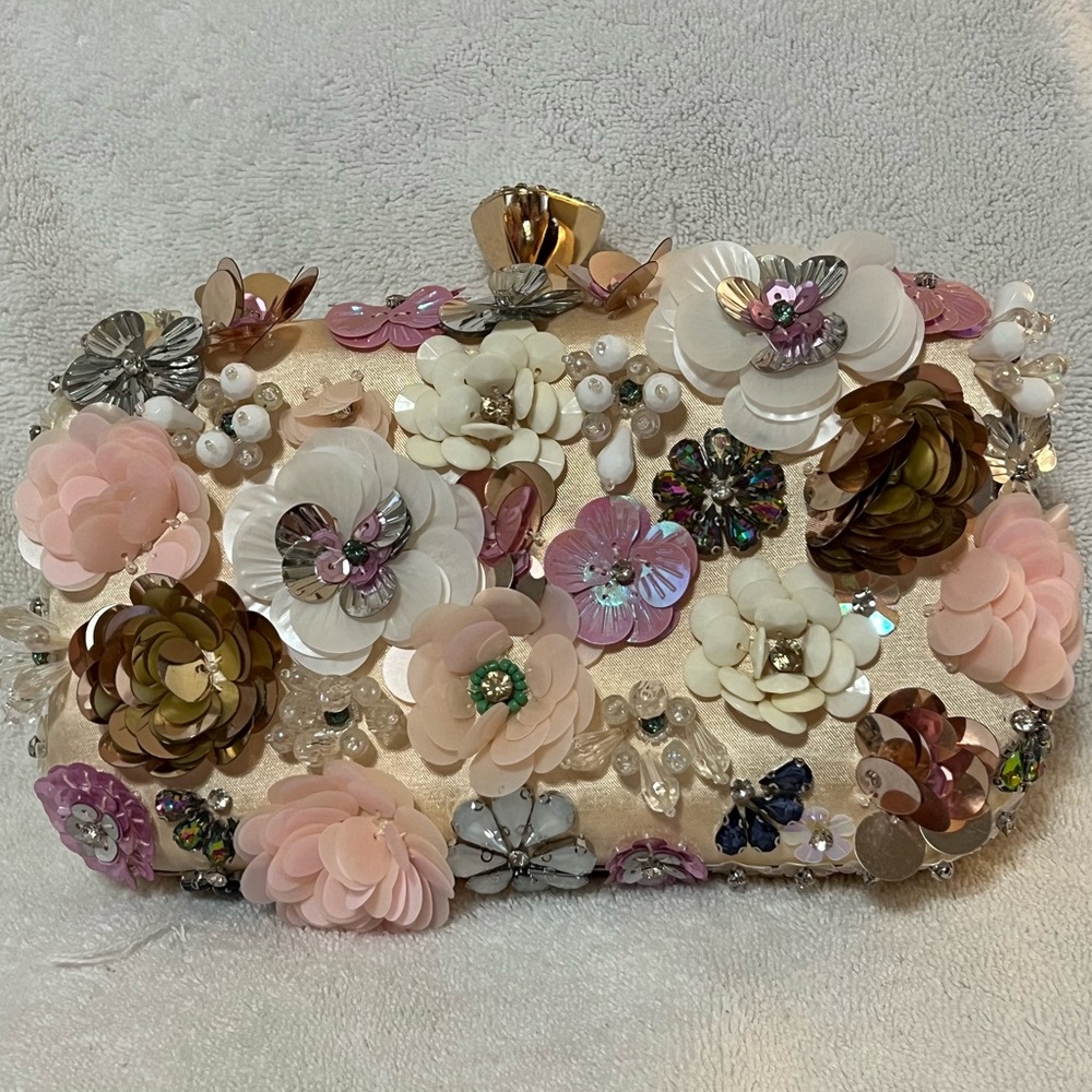 Flower Beaded-gold, white and pinks.